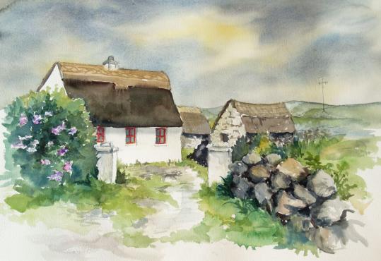 Serie Irland - Cottage in Clare, Arches 300g, ca 50 x 39 cm