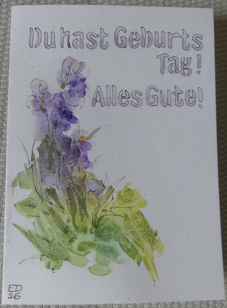 Karte Geburtstag, Experiment, Aquarell