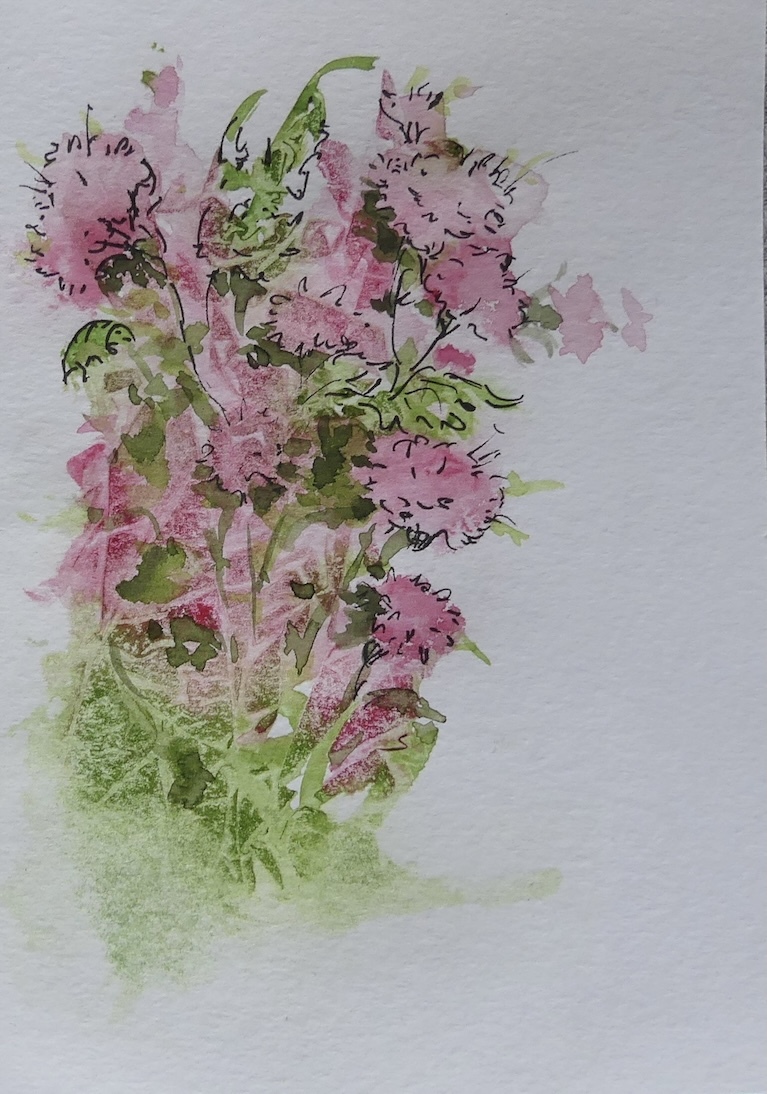 Karte - Aquarell, rosa