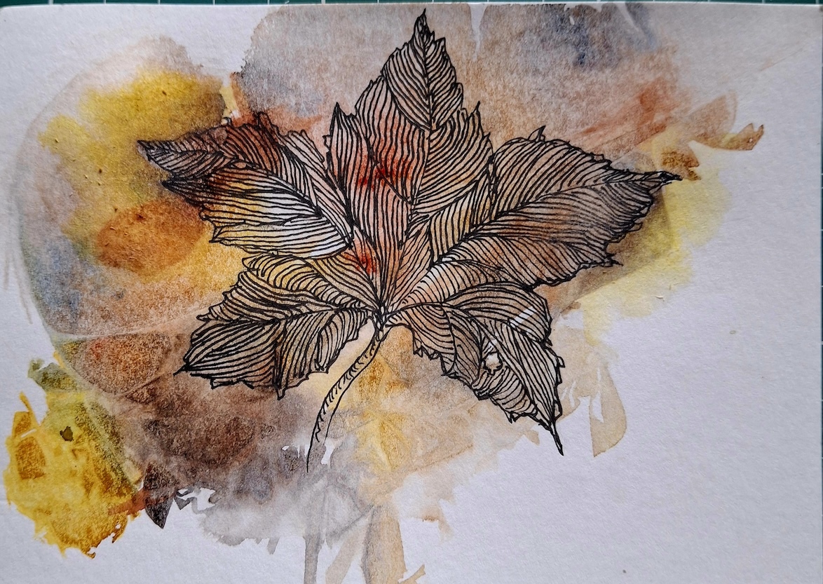Karte, Aquarell mit Fineliner