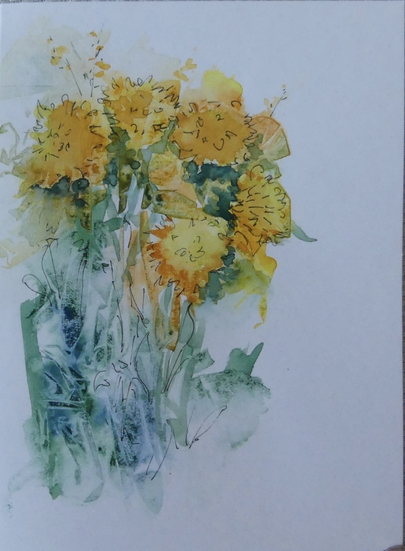 Karte, gelbe Blumen 