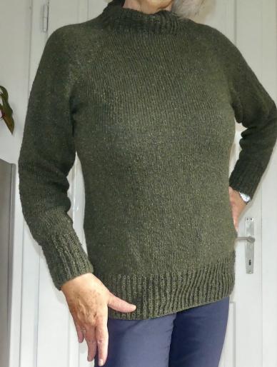 NEU! Drops Tweed  Wolle, Raglan Pullover, in einem Stück gestrickt, warm!