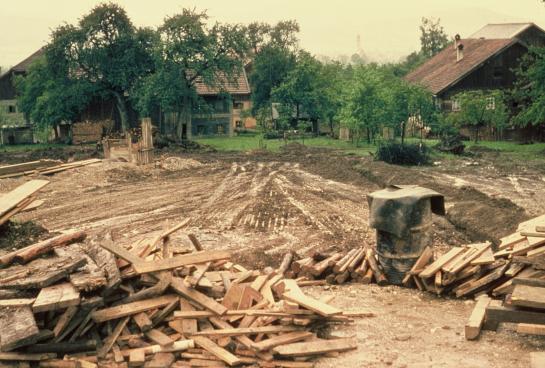 Gelände bei Alkersdorf, dieses Dorf war massiv betroffen