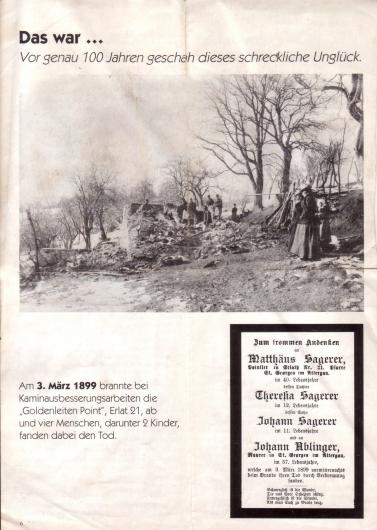 Partenzettel von den Brandopfern 1899