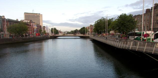 Blick morgens zur Liffey