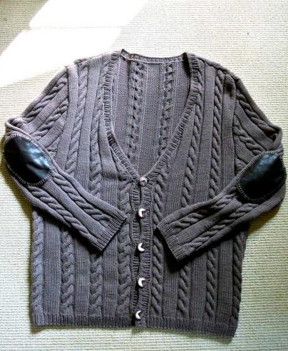 Junghans Wolle - Jacke in graubraun mit Lederflicken