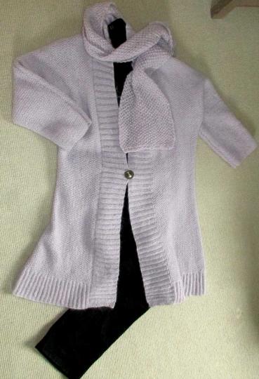 Drops Alpaka/Mohair Wolljacke, länger, mit Schal, Anleitung nach Drops.