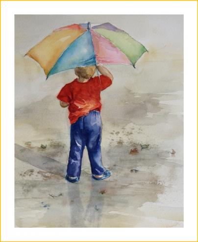 Lukas bei Regen mit Sonne
